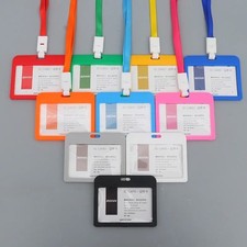 ID Card Holder Clear Plastic Badge Resealable Waterproof Business Case Lanyard