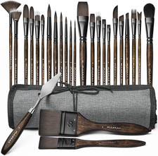 Fuumuui 26Pcs Professional Paint Brush Set - High-Grade Series Synthetic Nylon