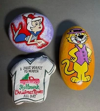 Hand Painted Rocks Judy Jetson, Hallmark Movies & Top Cat ~ Artist Signed Sealed