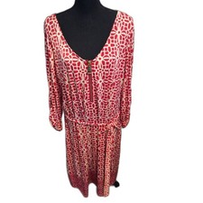 Tacera Red White Floral front zip Dress Plus size 2X VNC V Neck