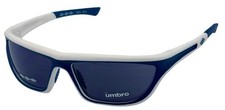 Umbro Mens Sunglass White / Blue, Solid Smoke Lens Plastic Sport Wrap GS02