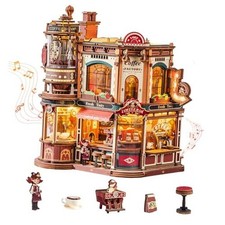 Dream Coffee Factory, Wooden Music Box Model, Mechanical 3D Wooden Puzzles