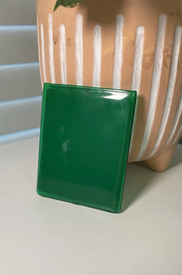 Vintage Green Jelly Butterfly Pocket Mirror Compact Travel Size Glass Retro - Image 3 of 3