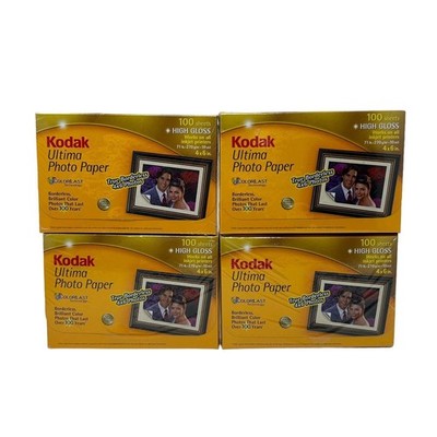 KODAK ULTIMA PHOTO PICTURE PAPER 100 Sheet High Gloss 4 x 6 NEW Sealed Lot of 4