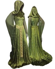 Women's Medieval Lace-up Vintage Hooded Cloak Robe Adult Costume Retro Cospla...