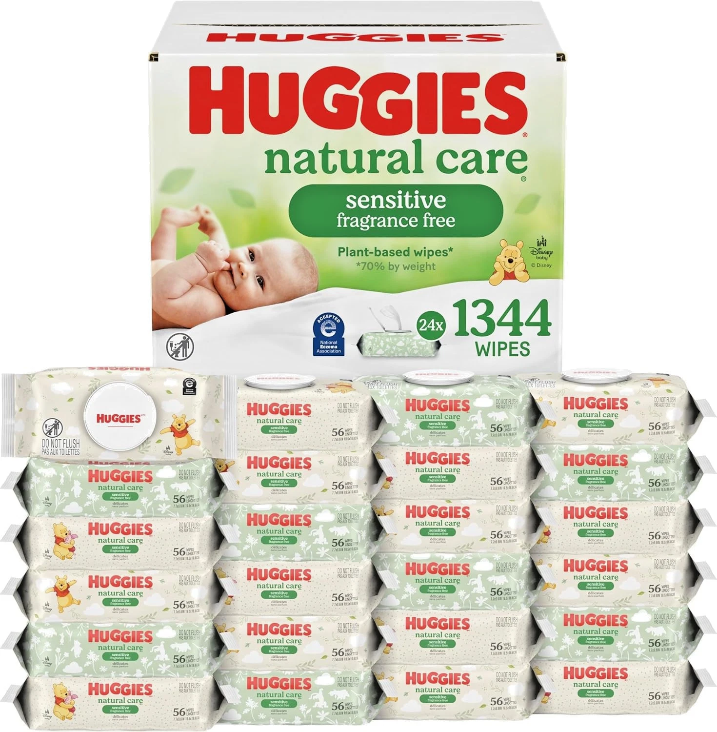 Huggies Natural Care Sensitive Baby Wipes, Fragrance Free, 24 pk., 1344 Wipes