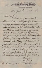 WILLIAM CULLEN BRYANT - AUTOGRAPH LETTER SIGNED 03/23/1861