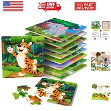Puzzles for Kids Ages 3-5, 16 Piece Colorful Wooden Puzzles for Toddler Child...