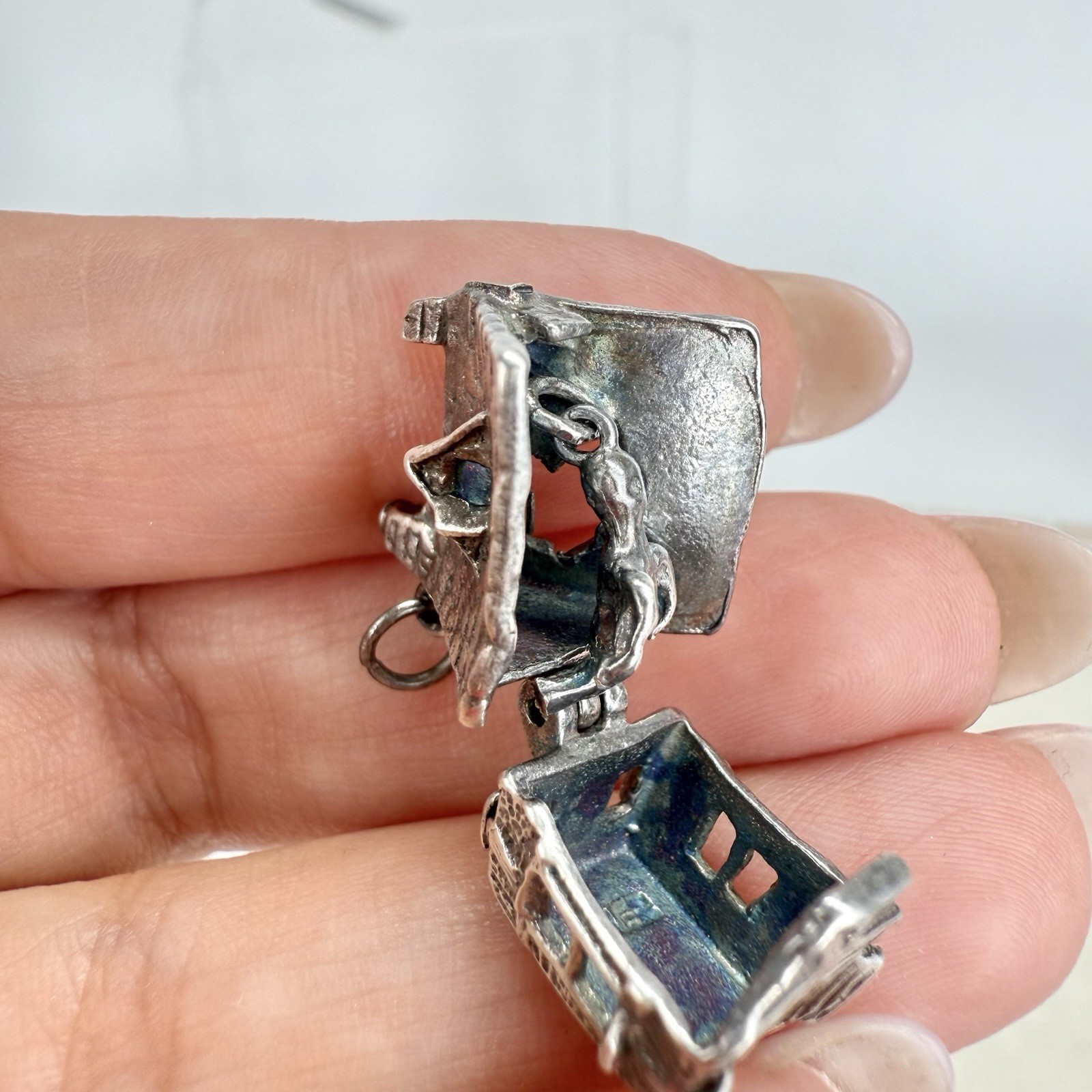 Haunted House OPENS Ghost Dangling Inside 925 Ste… - image 12