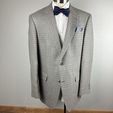 Hart Schaffner Marx 44L gray subtle plaid 2 button wool sport coat USA made