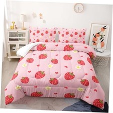 Comforter Set, Kids Bedding Set Size, All Season, 1 Full Cute Strawberry