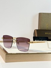 BVLGARI BV40107 Rimless Square Sunglasses Gold Purple Gradient 60-14-145mm NEW