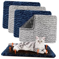 4 Pack Self Warming Cat Pads Self Heating Cat Mat 16 x 20 Inch Gray, Navy Blue