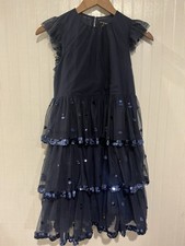 Crewcuts girls size 12 Holiday Party Dress Navy Blue Sequins And Tulle
