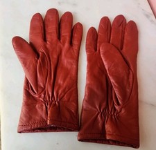 Vintage Fownes Red Leather Lined Driving Gloves Women  s Size 7.5