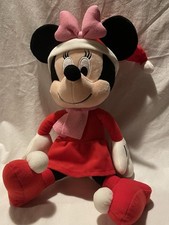 Disney's Minnie Mouse Plush 14   Red Dress Pink Bow Pink Scarf Santa Hat