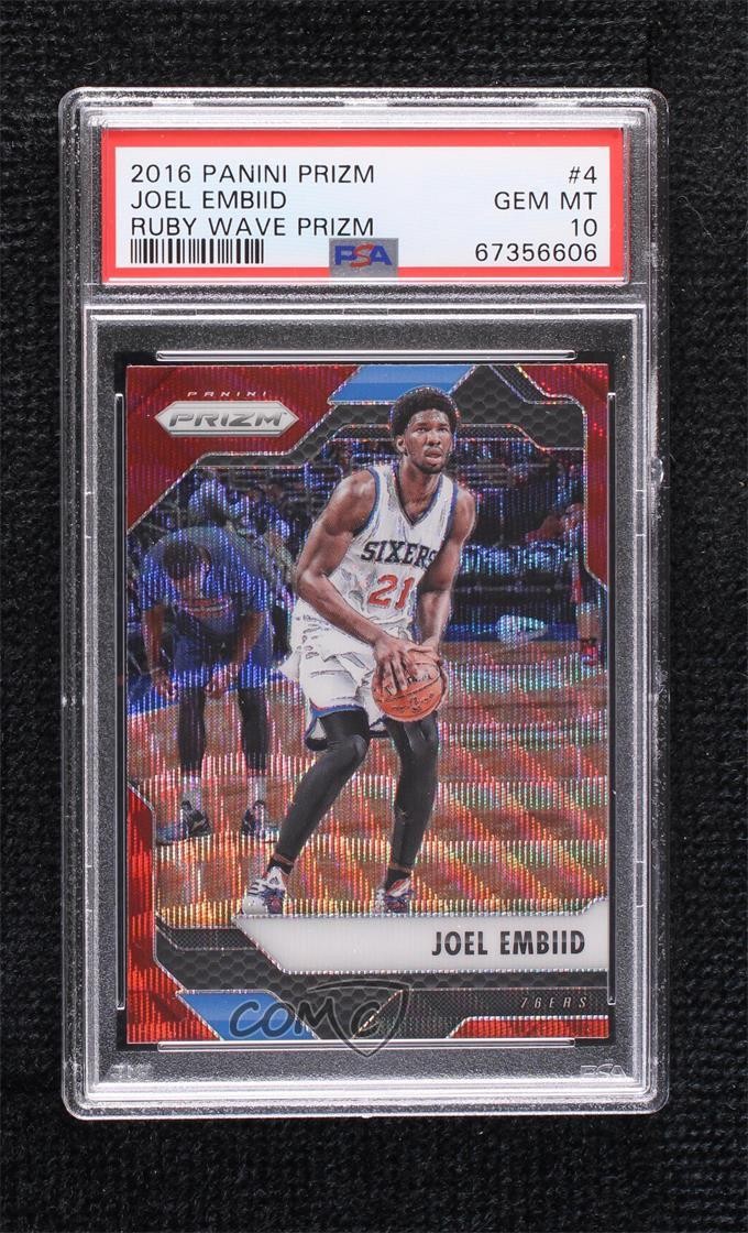2016-17 Panini Prizm Ruby Wave Prizm Joel Embiid #4 PSA 10 GEM MT 0ww7