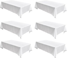 6Pack Tablecloths for Rectangle Tables Faux Linen Washable Stain Resistant White