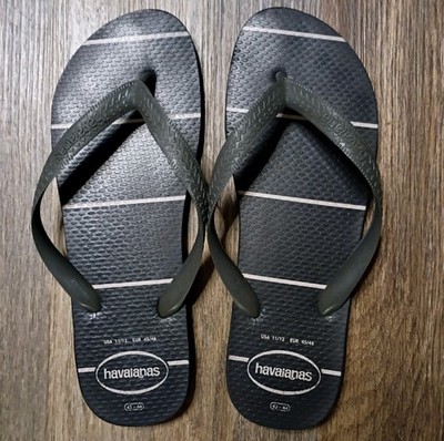 Havaianas Black White Stripe Thong Sandal Beach Flipflop Men's Size USA 11/12