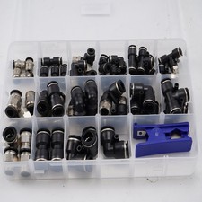 37 Heavy Duty Quick Connect Air Hose Fitting Kit 1/4" 3/8" 1/2" Push to Connect