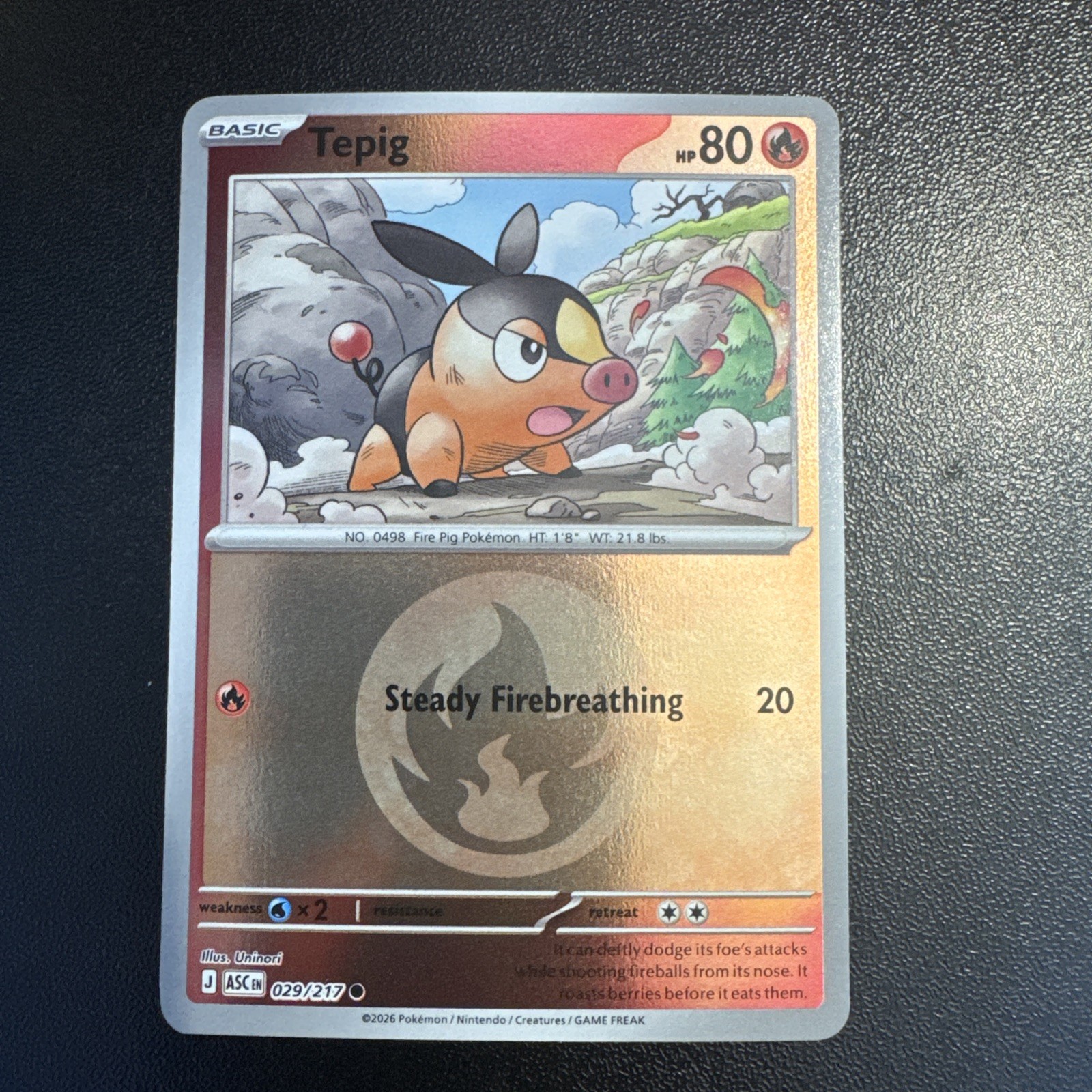 Pokemon Tepig Ascended Heroes 29/217 Energy Holo Near Mint English