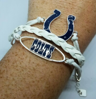 NFL Indianapolis Colts White and Blue Tri Braid Bracelet team spirit football