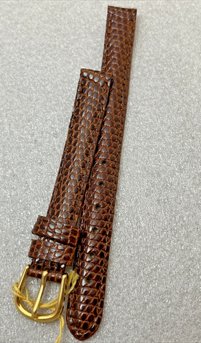 DeBeer PARIS 10 Brown Lizard Leather Women Dress Watch Strap Thin Shiny Handmade - Picture 2 of 9
