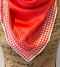 Vtg Glentex Orange Polka Dot Square Scarf Made in Japan 26"x27" Rolled Hem Retro