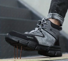 Steel Toe Men's High Top Lightweight Anti-smash And Stab-proof Safety Work Shoes