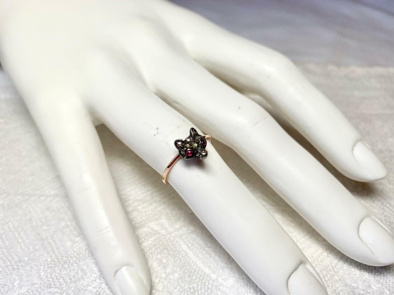 Fox Rose Cut Diamond Ruby Ring Antique Victorian … - image 3