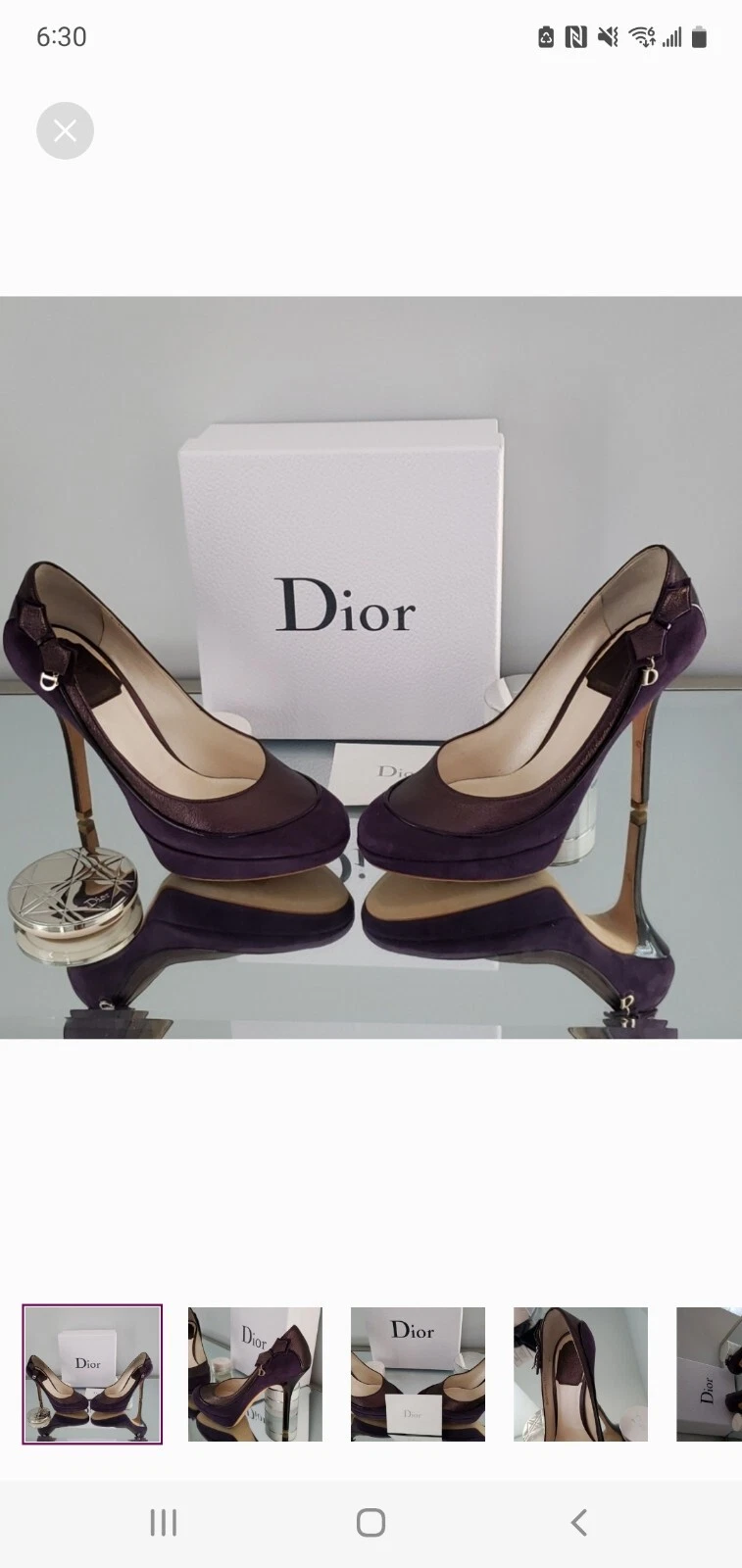 Pompe femme Christian Dior Italie talon daim violet taille 7,5