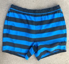 Men's Mack Weldon Blue Striped Swim Trunks XL Pockets PILLING String Stretch Sun