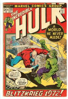 INCREDIBLE HULK #155 4.0 // 1ST APPEARANCE OF THE SHAPER OF WORLDS MARVEL 1972