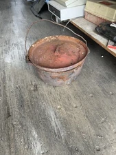 Vintage Cast Iron 12 Inch Cauldron 3 Legged Pot With Lid Gate Marked