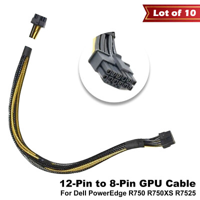 Lot of 10 Dell PowerEdge R750 R7525 12 Pin to 8 Pin 16'' GPU Power Cable F8NXW