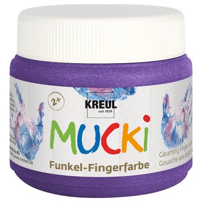 Kreul Mucki 23121 - Funkel Fingerfarbe Zauber, 150 ml, lila ab 30°C auswaschbar