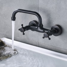 Oil Rubbed Bronze Wall Mounted Bathroom Vessel Sink Tap Faucet Tub Mixer Tap