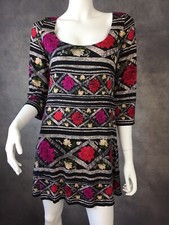Diane Von Furstenberg DVF Laetitia Floral Silk Dress Sz 6 Black Red Print Roses