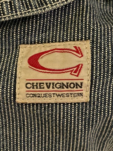 Men's Chevignon Conquest Western Blue Denim Jacket Large Snap Front Reversible - Picture 2 of 3