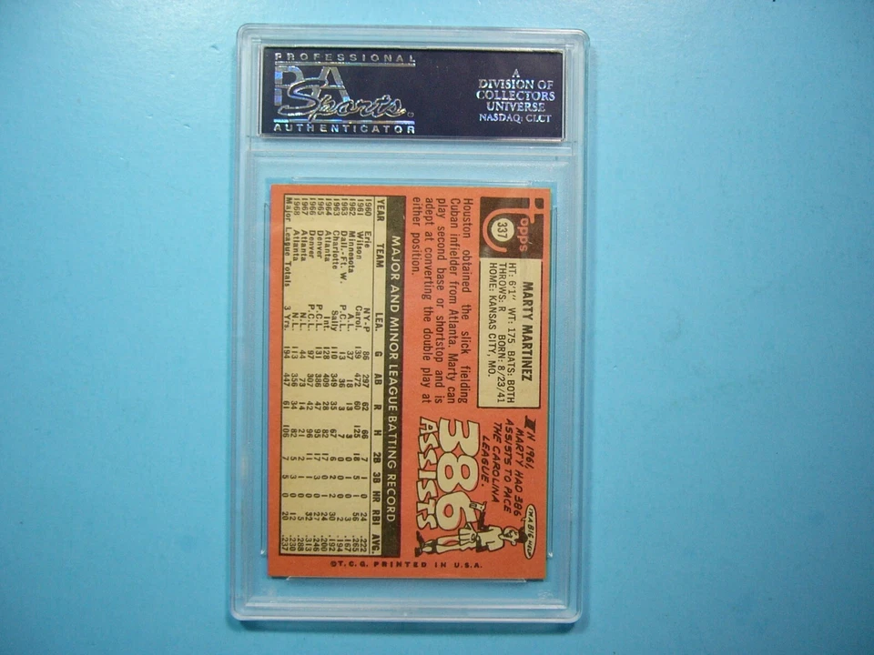 1969 TOPPS MLB BASEBALL CARD #337 MARTY MARTINEZ ROOKIE PSA 8 NM/MT '69 TOPPS GL - Image 2 of 2