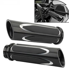 CNC Handlebar Hand Grips For Harley Touring Road King Electra Glide Electronic
