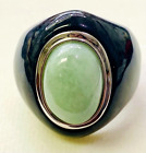 Hsn Jade of Yesteryear Sterling Silver Green & Charcoal Jade Ring Size 5