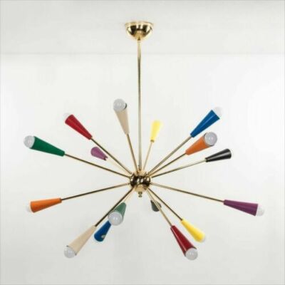 Mid Century Light For Decoration 16 Arm Colorful Socket Brass Sputnik Chandelier