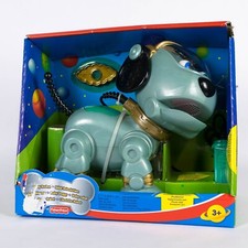 BNIB 2001 Fisher Price Baby Rocket robot dog Teksta blue