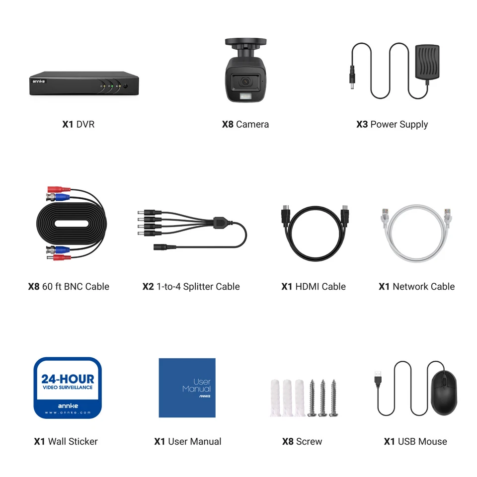 Sistema de cámara de seguridad ANNKE 8CH 3K 5MP Lite DVR 1080P CCTV exterior color noche Foto 3 de 4