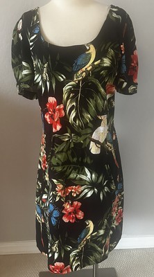 Robe New York & Company Taille M Imprimé Tropical - Ceinturée, Manches Convertibles - Occasion Très Bon État