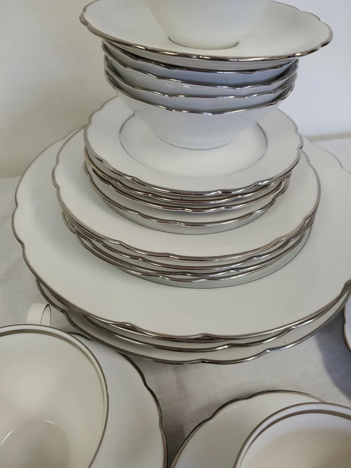 SELTMANN WEIDEN BAVIERA ALEMANIA INCA BLANCO PLATINO PLATOS CUENCOS TAZAS 24 PIEZAS Foto 2 de 4