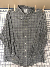 Brooks Brothers Regent Shirt Mens XL Green Navy Check Button Down Long Sleeve