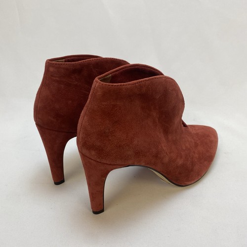 Tamaris Dark Red Suede Almond Toe Open Front Stiletto Ankle Boots UK Size 7 B50 - Picture 4 of 10