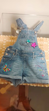 Jordache Girls Blue Denim Shortalls Overall One-Piece Size 6 Embroidered